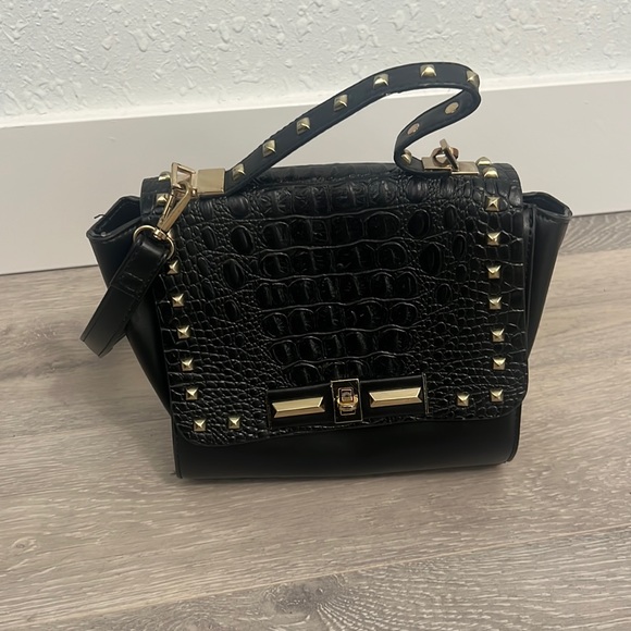 Handbags - #41 Black Crossbody With Gold Studs